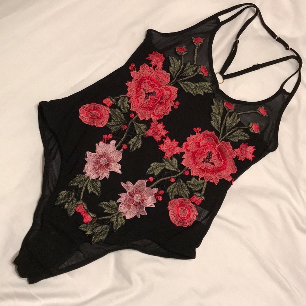 nasty gal flower appliqué bodysuit